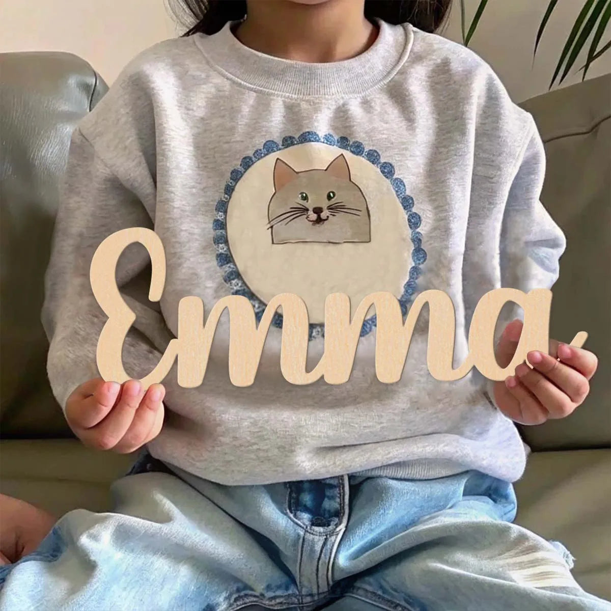 1pc Cartoon emma example Personalized Name Wooden Plaque Wood Material Wooden Sign Handcrafted with Elegant Cursive Lettering